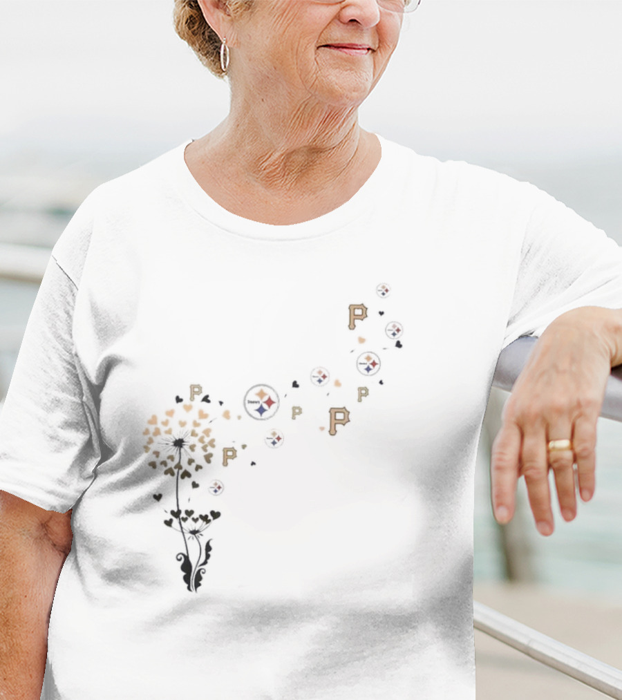 Pittsburgh Sports Teams Icons With Floral Dandelion Elements T-Shirt