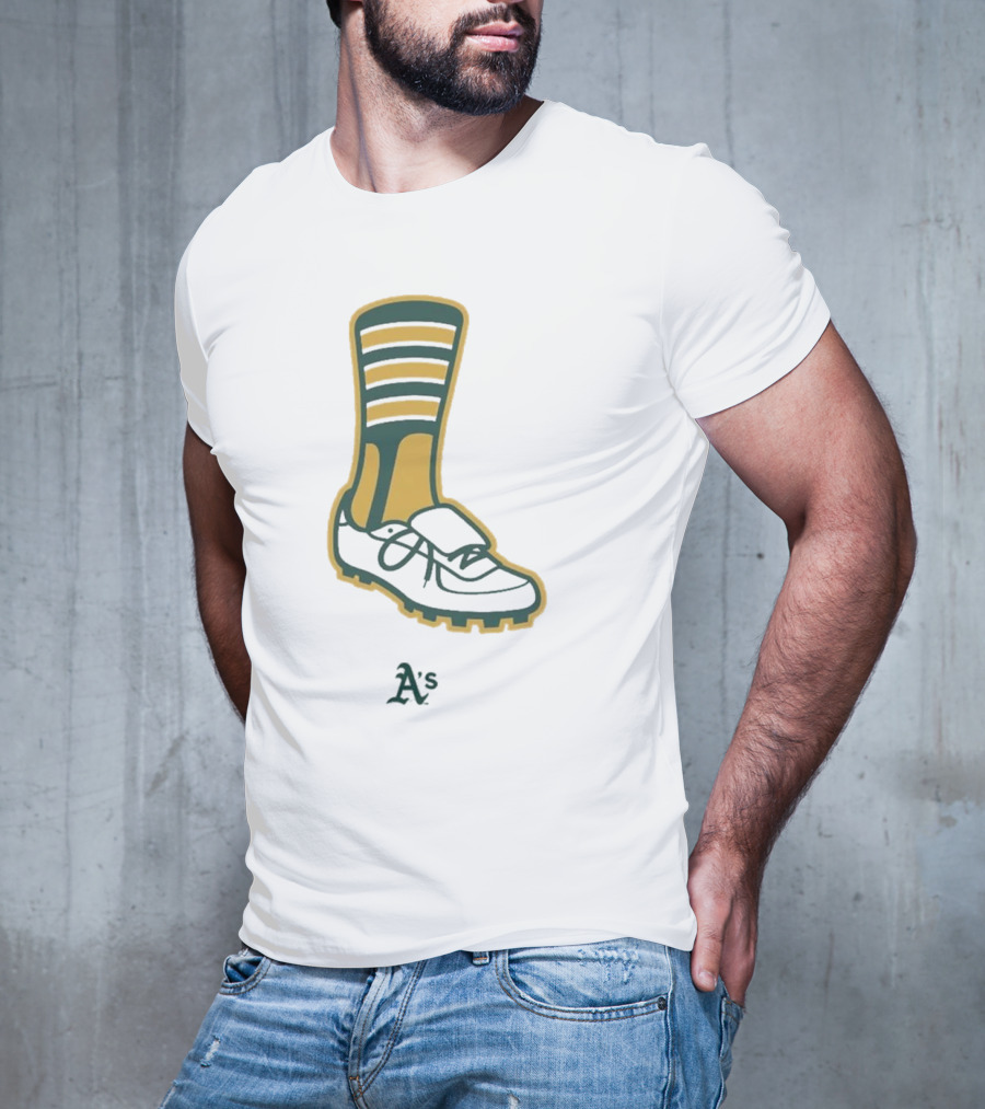 Oakland Athletics A's Iconic Green And Gold Footwear T-Shirt