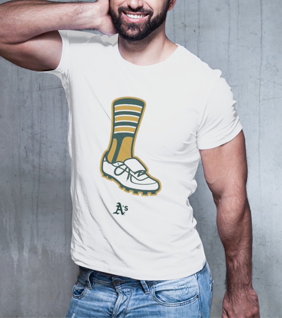 Oakland Athletics A's Iconic Green And Gold Footwear T-Shirt