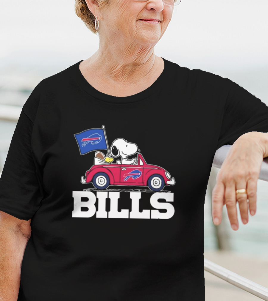 Snoopy Woodstock Driving Car Buffalo Bills T-Shirt