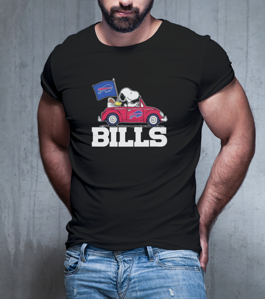 Snoopy Woodstock Driving Car Buffalo Bills T-Shirt