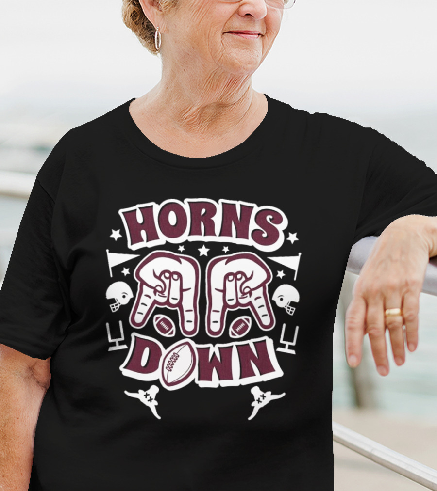 Texas A&M Horns Down Football Helmets Touchdown T-Shirt