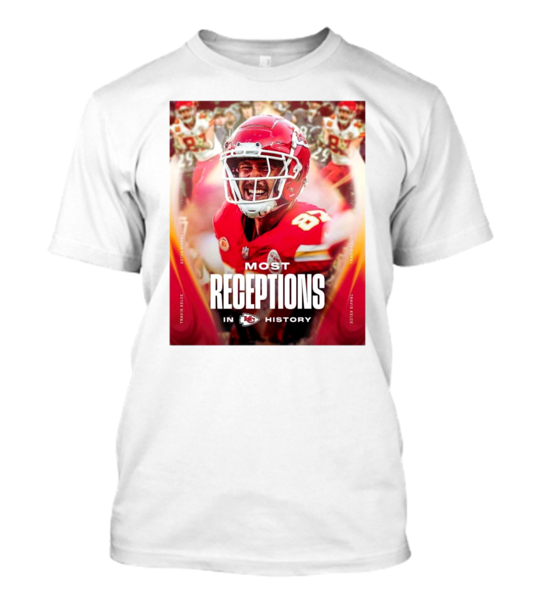 Kansas City Chiefs Travis Kelce Most Receptions In KC Chiefs History NFL Record T-Shirt