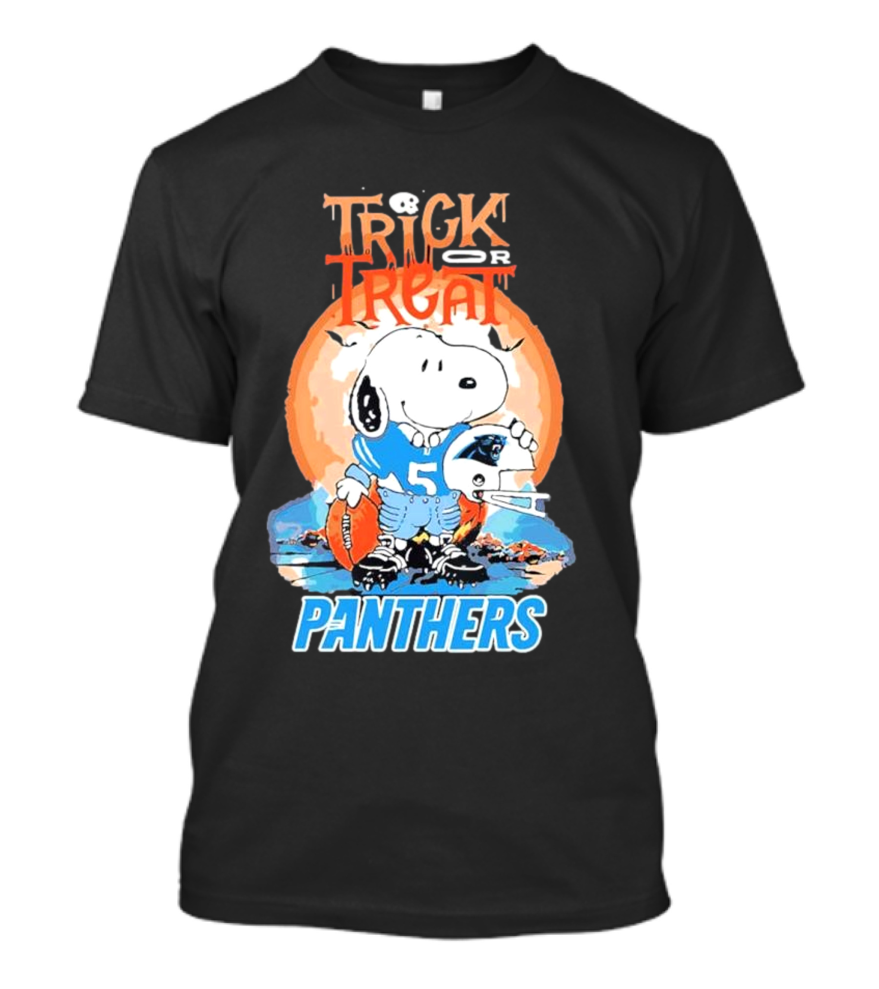 Trick Or Treat Snoopy Panthers Carolina NFL Inspired T-Shirt