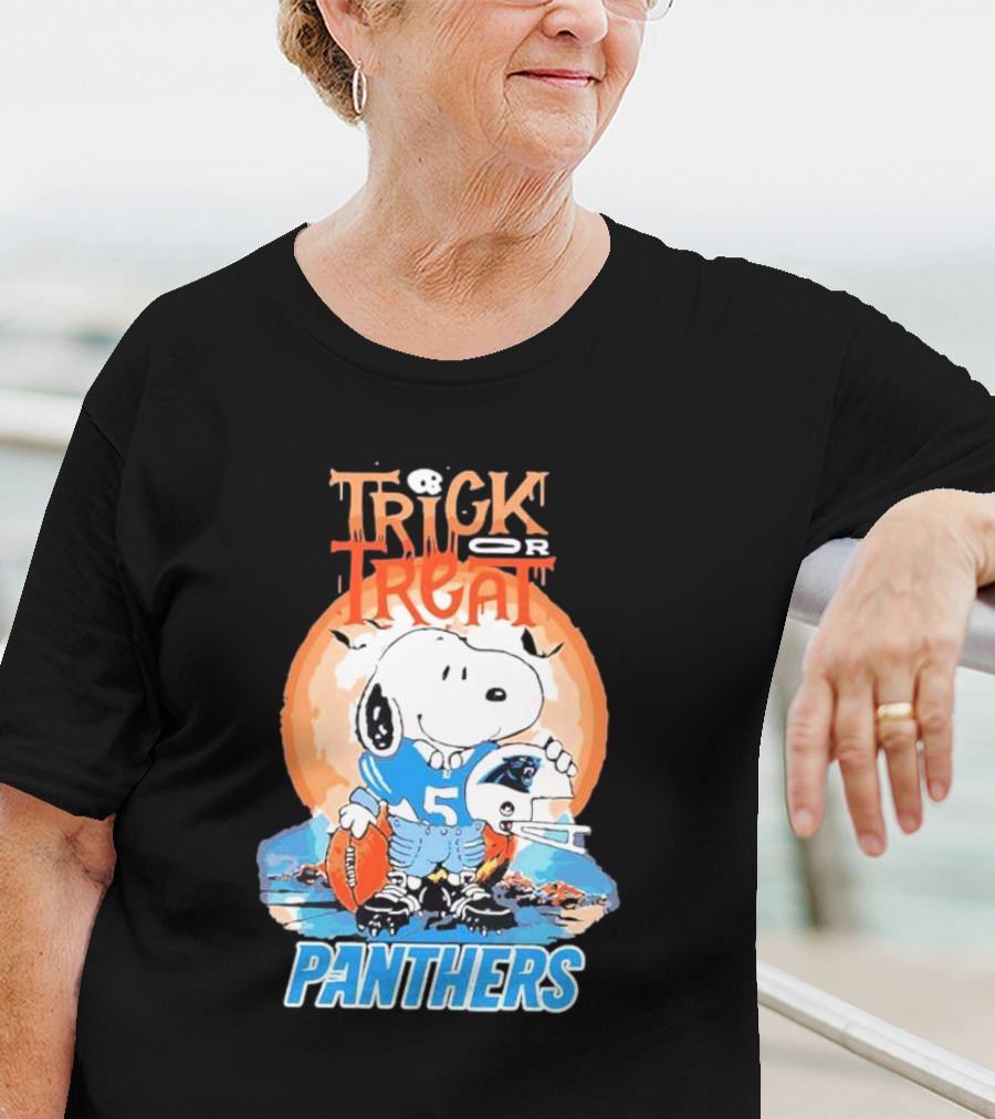 Trick Or Treat Snoopy Panthers Carolina NFL Inspired T-Shirt