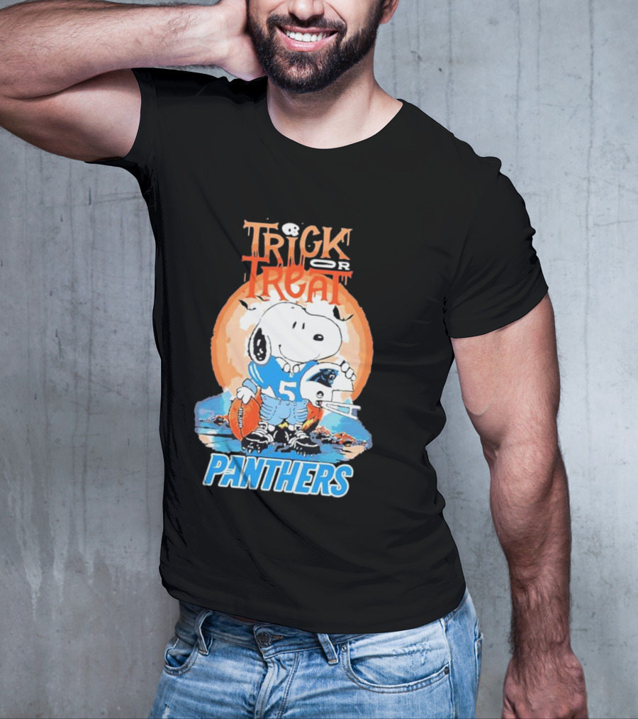 Trick Or Treat Snoopy Panthers Carolina NFL Inspired T-Shirt