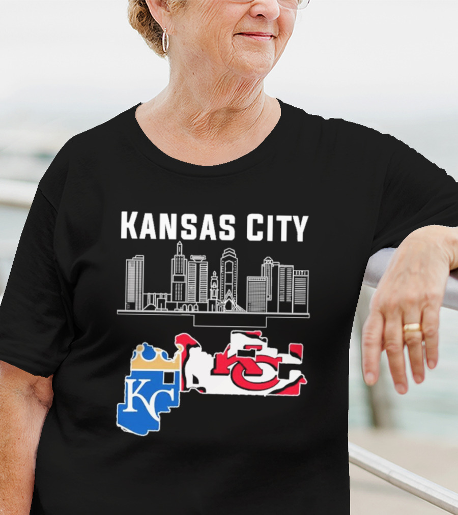 Kansas City Skyline With Chiefs And Royals T-Shirt