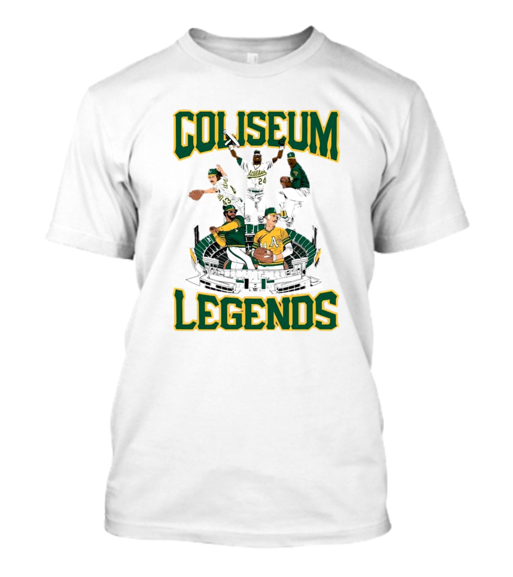 Oakland Athletics A’s Coliseum Legends Baseball Players Caricature T-Shirt