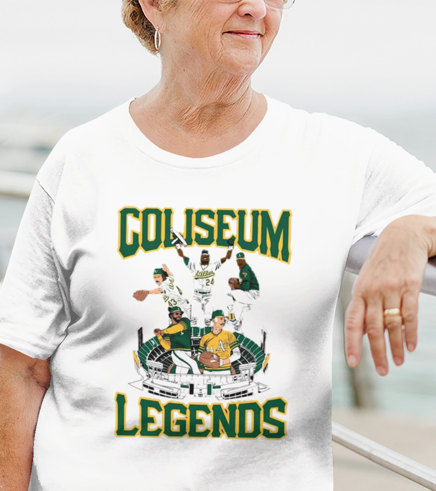 Oakland Athletics A’s Coliseum Legends Baseball Players Caricature T-Shirt