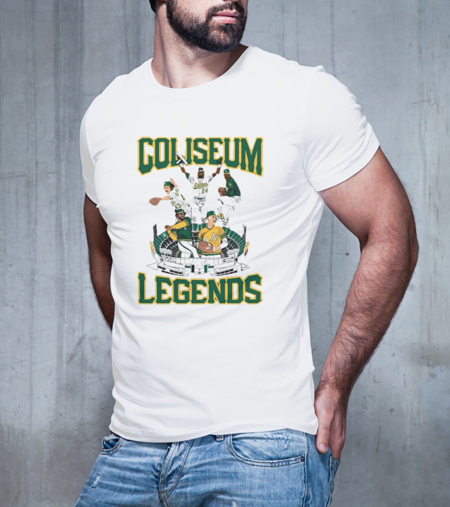 Oakland Athletics A’s Coliseum Legends Baseball Players Caricature T-Shirt