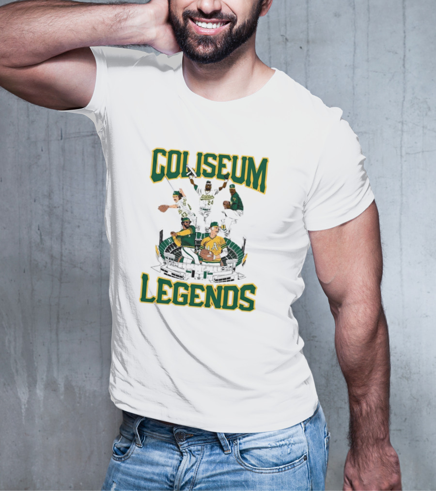Oakland Athletics A’s Coliseum Legends Baseball Players Caricature T-Shirt