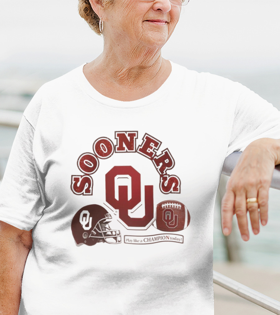Oklahoma Sooners OU Helmet Football Play Like A Champion Today T-Shirt