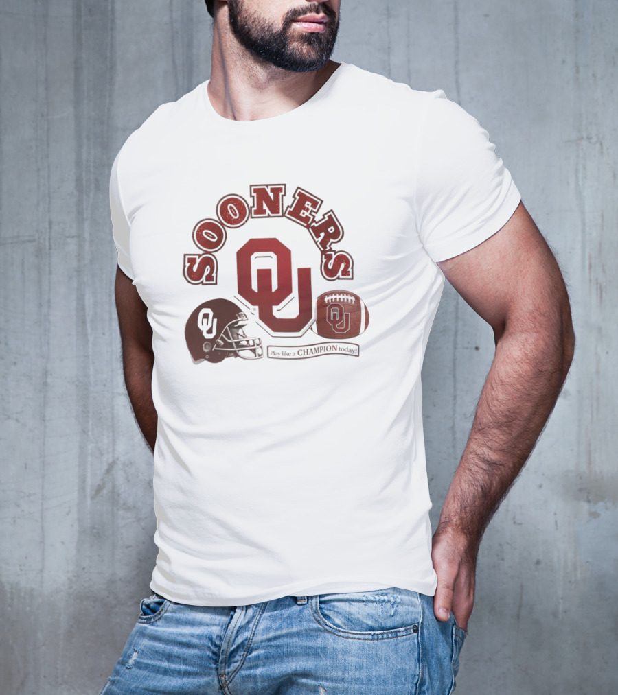 Oklahoma Sooners OU Helmet Football Play Like A Champion Today T-Shirt