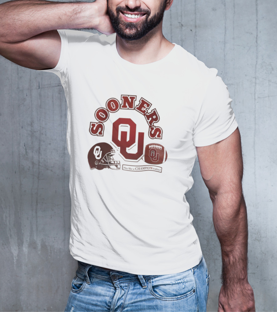 Oklahoma Sooners OU Helmet Football Play Like A Champion Today T-Shirt