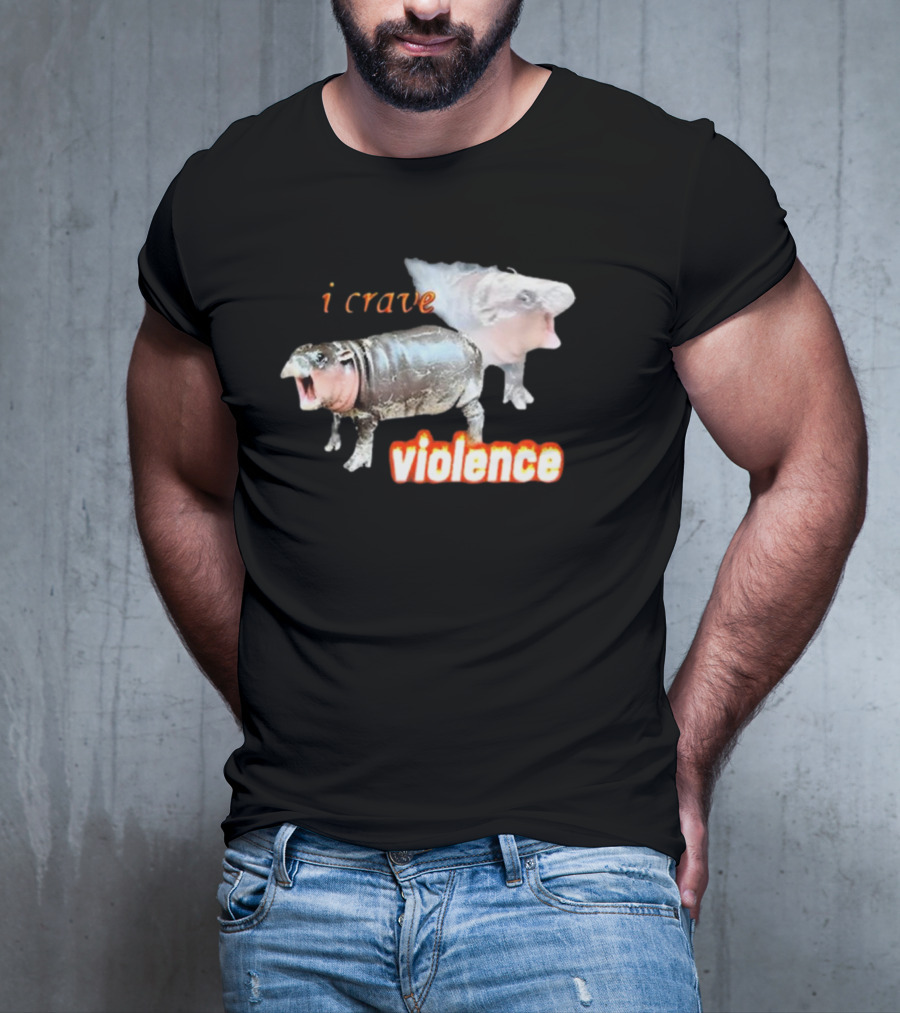 Snazzyseagull I Crave Violence Moo Deng Animal Hybrid Creatures T-Shirt