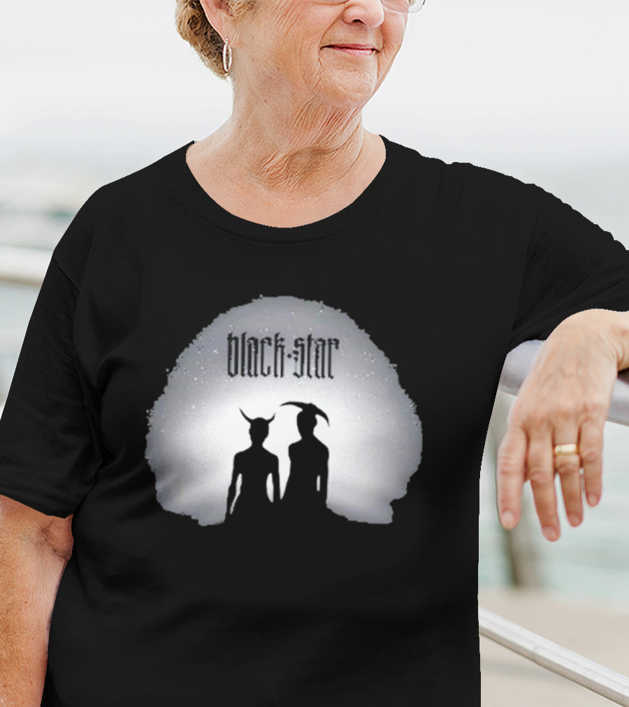 Black Star Two Dark Figures With Horns T-Shirt