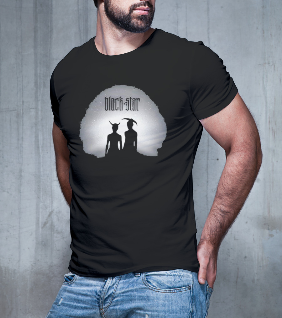 Black Star Two Dark Figures With Horns T-Shirt