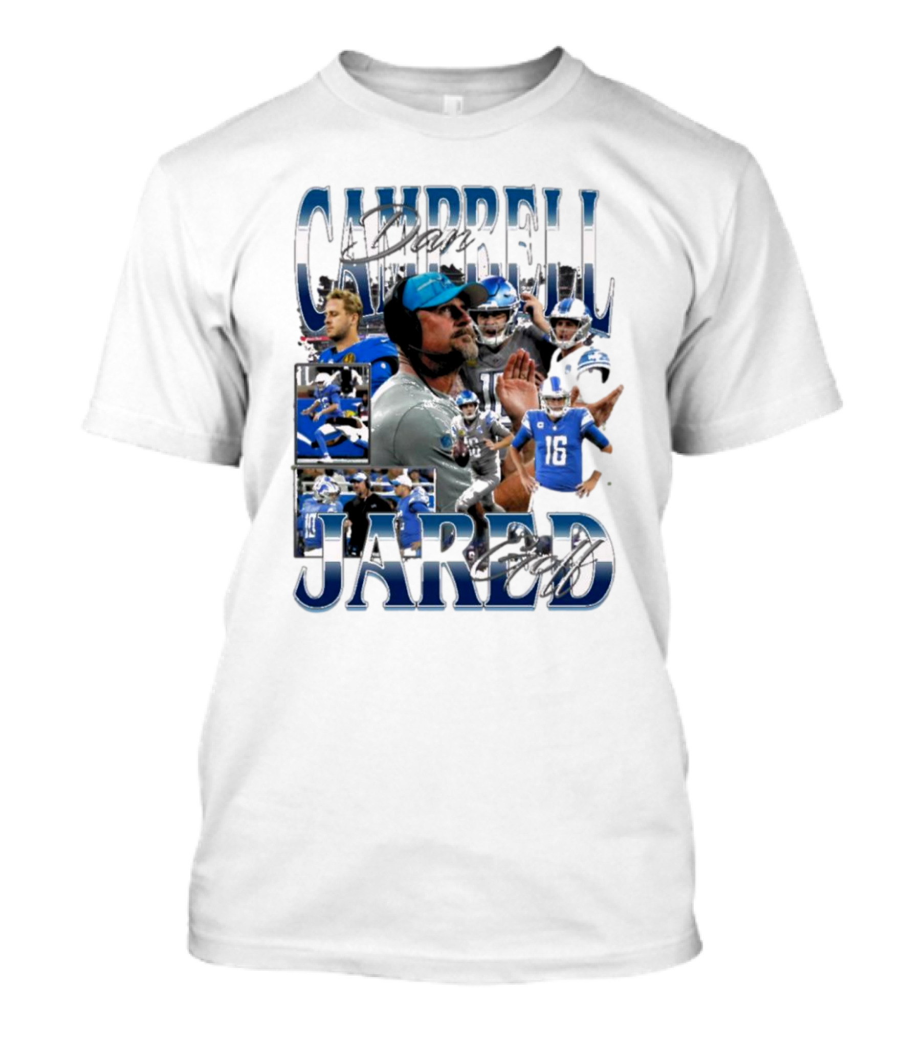 Dan Campbell Jared Goff Detroit Lions NFL Signature Players T-Shirt