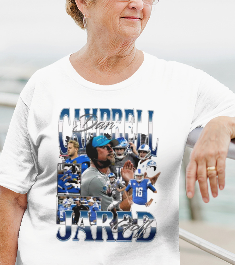 Dan Campbell Jared Goff Detroit Lions NFL Signature Players T-Shirt