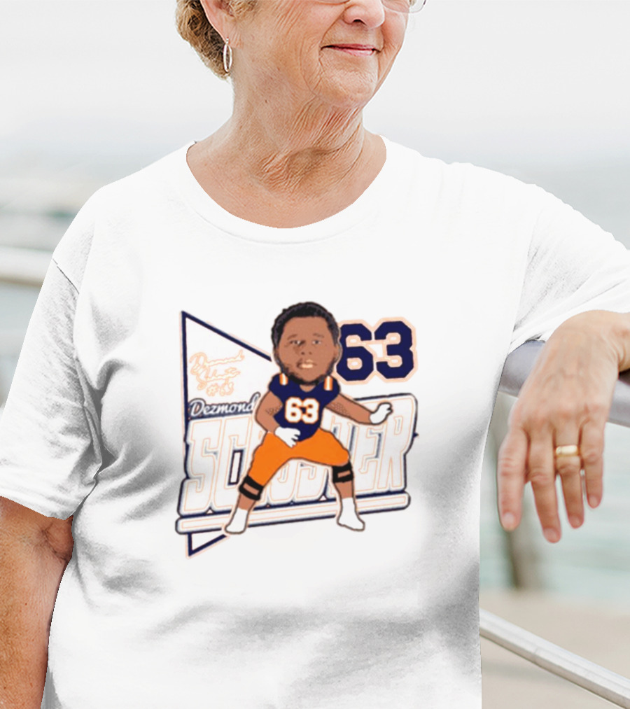 Dezmond Schuster #63 Illinois Fighting Illini Football Caricature Autograph T-Shirt