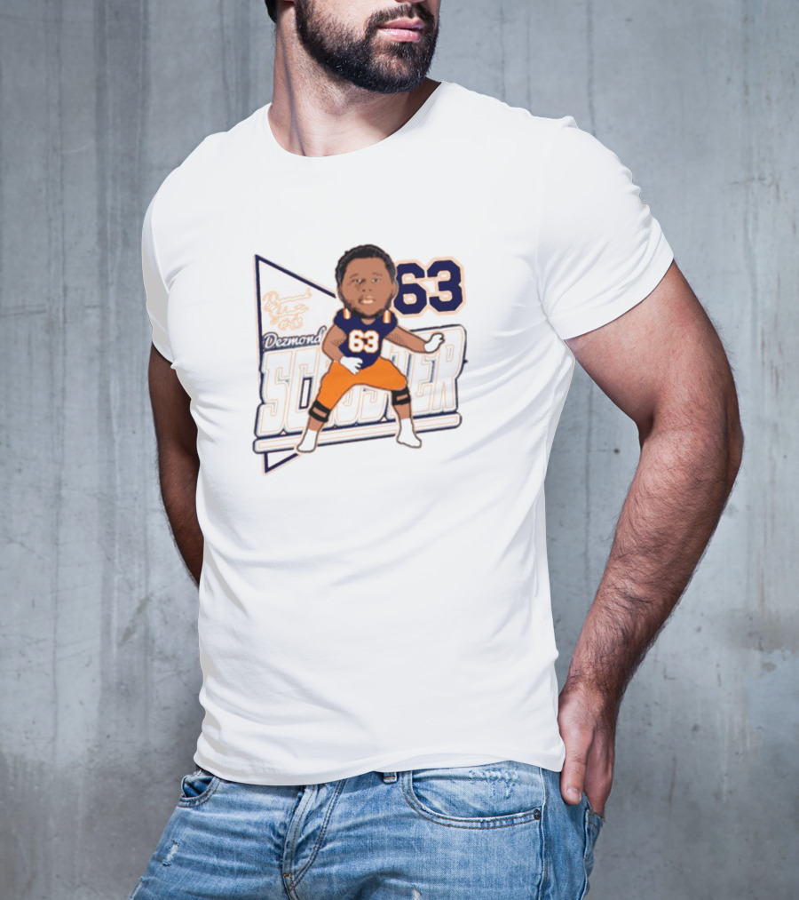 Dezmond Schuster #63 Illinois Fighting Illini Football Caricature Autograph T-Shirt