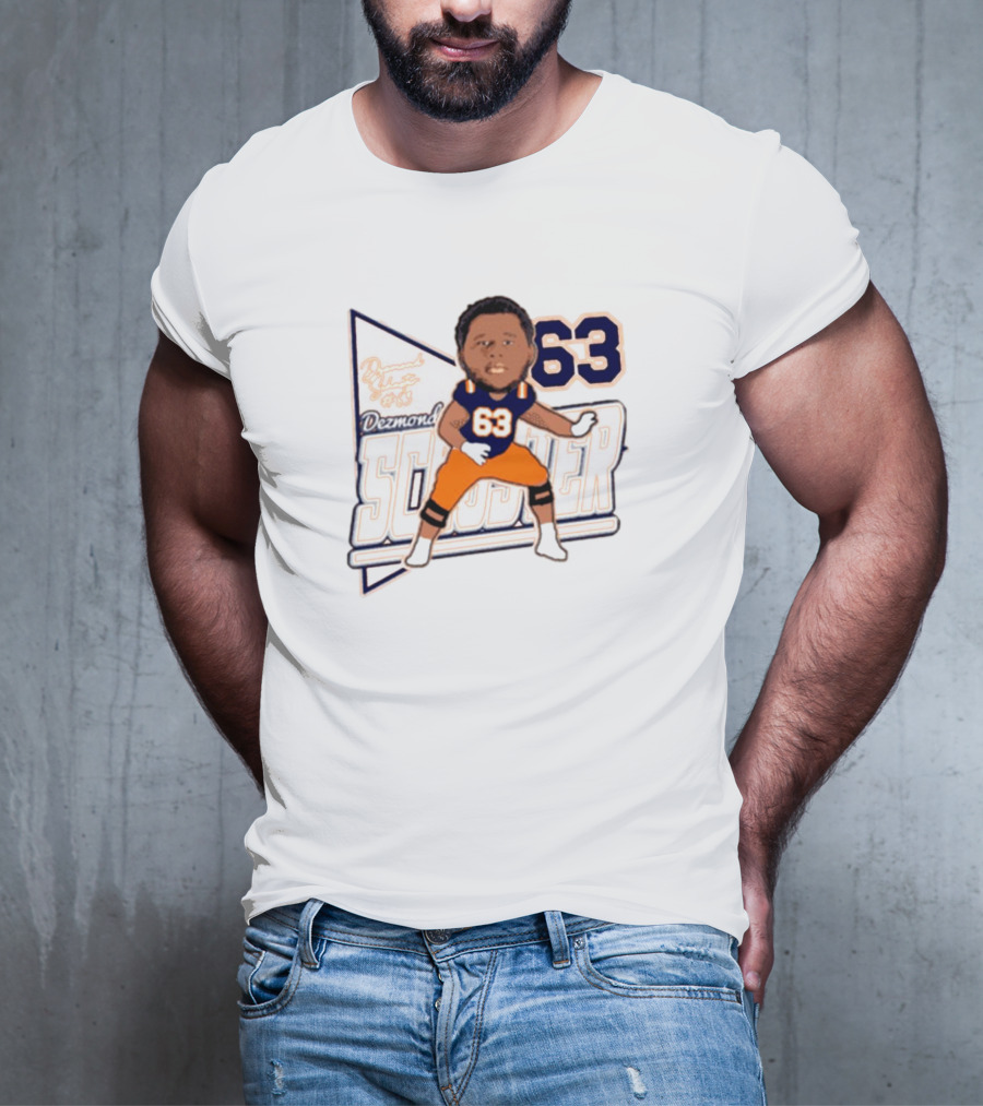 Dezmond Schuster #63 Illinois Fighting Illini Football Caricature Autograph T-Shirt