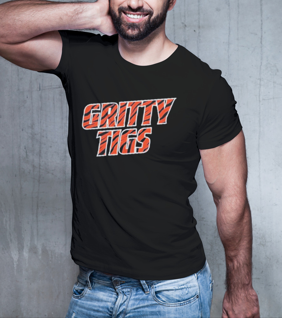 Gritty Tigs Detroit Tigers Baseball Tiger Stripe Text T-Shirt