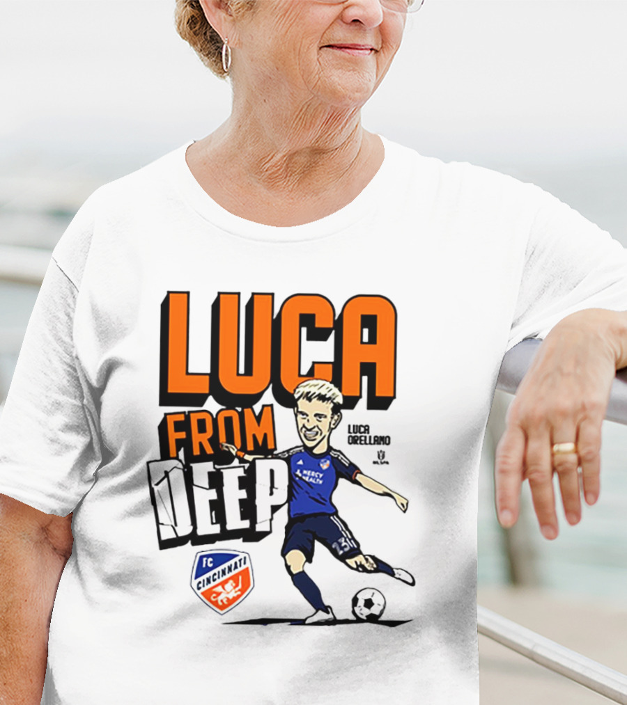 Luca Orellano FC Cincinnati From Deep Soccer Player Action Image T-Shirt