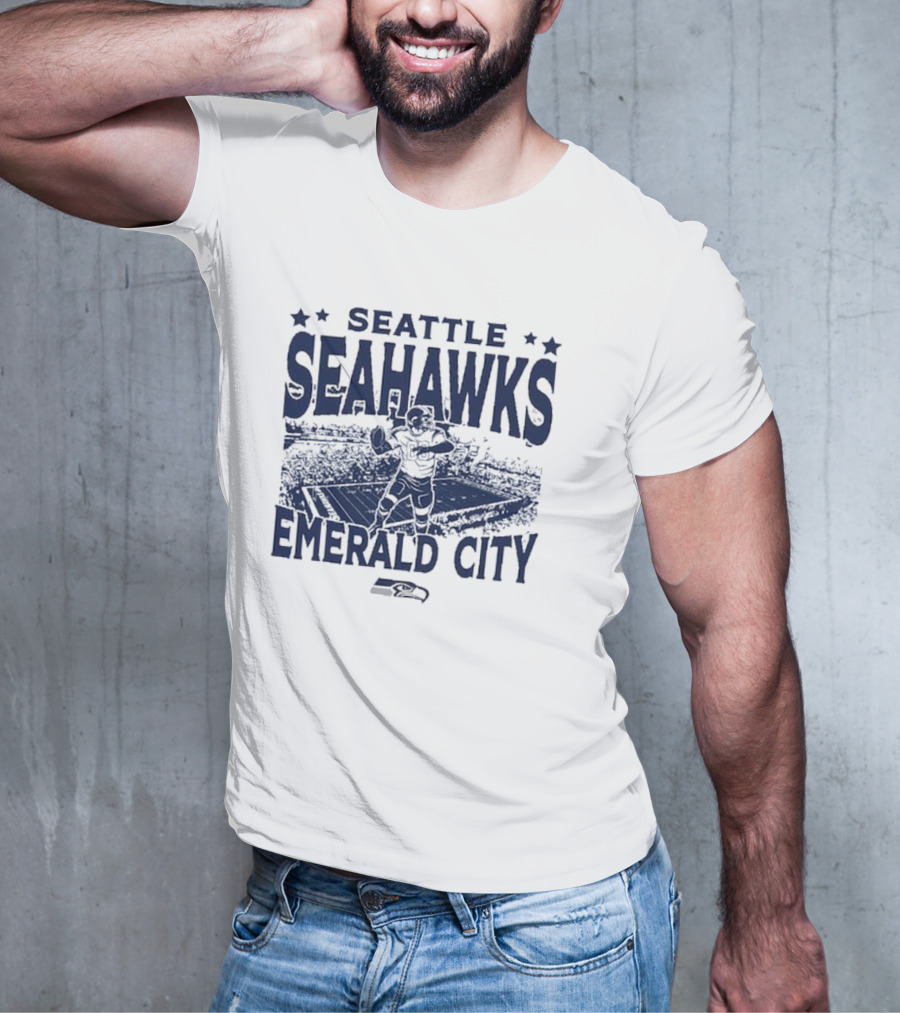 Seattle Seahawks Emerald City Stadium Gameday Vintage T-Shirt