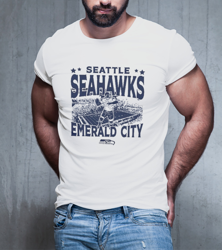 Seattle Seahawks Emerald City Stadium Gameday Vintage T-Shirt