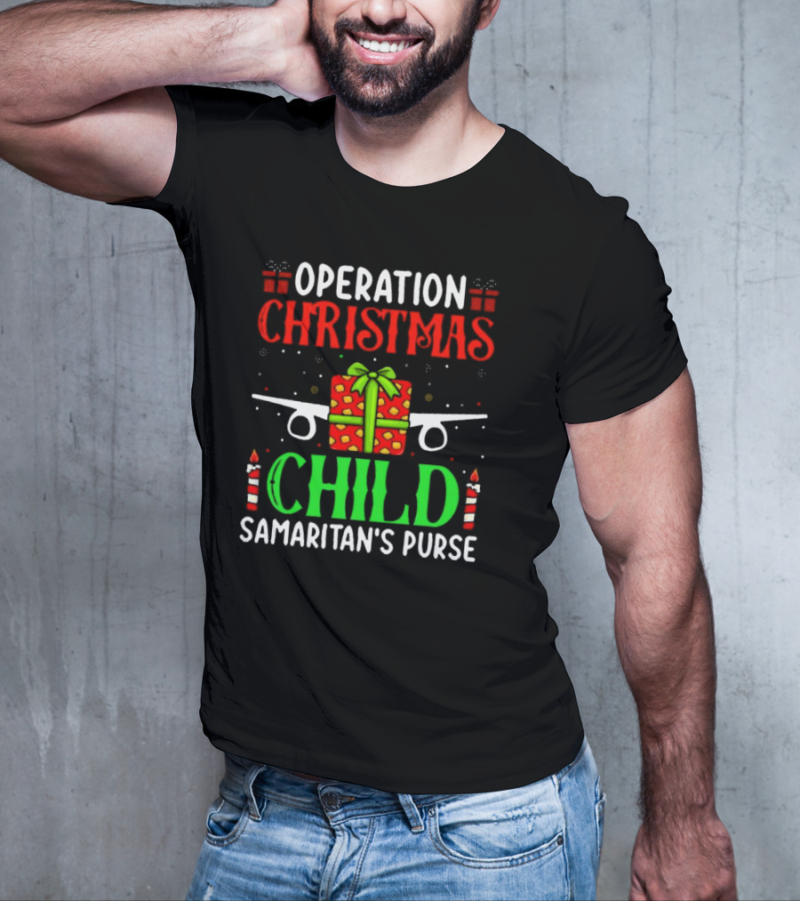 Operation Christmas Child Samaritan's Purse Airplane Gift Box Candles T-Shirt