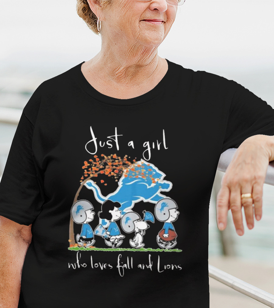 Just A Girl Who Loves Fall And Lions Peanuts Characters T-Shirt