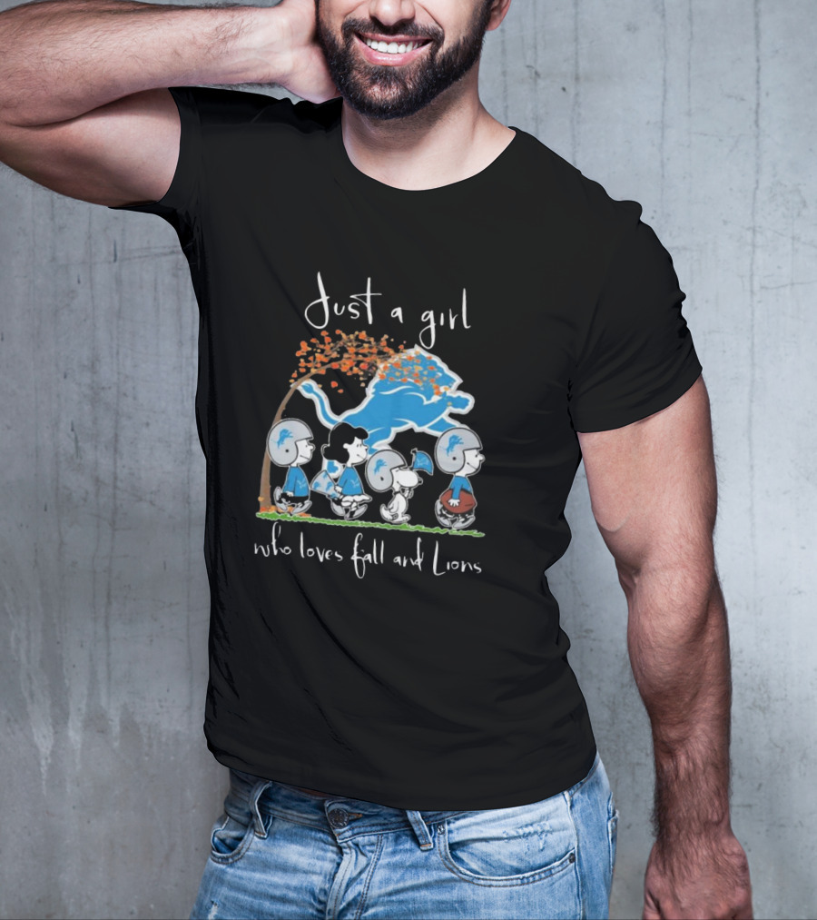 Just A Girl Who Loves Fall And Lions Peanuts Characters T-Shirt