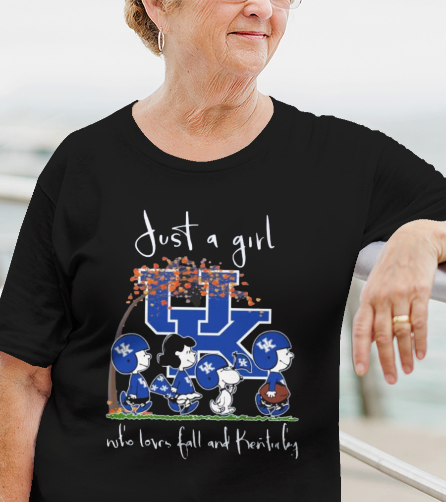 Just A Girl Who Loves Fall And Kentucky Wildcats Peanuts Characters T-Shirt