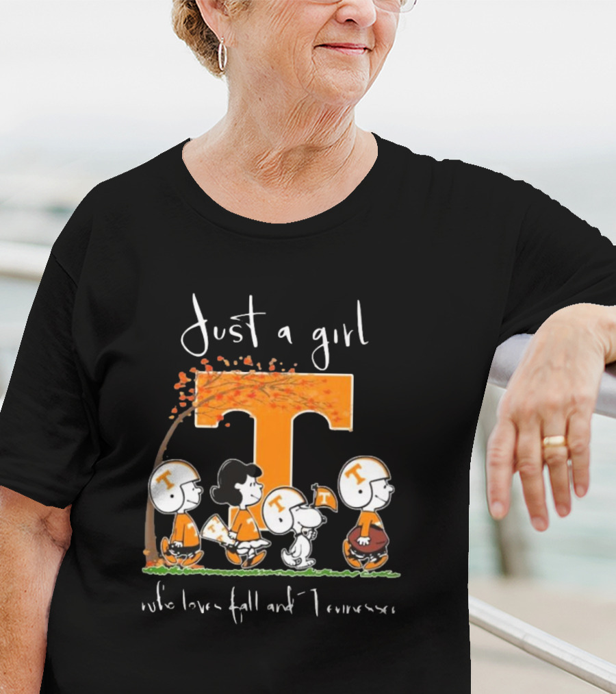 Peanuts Characters Just A Girl Who Loves Fall And Tennessee Vols T-Shirt