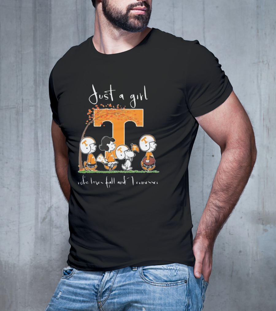 Peanuts Characters Just A Girl Who Loves Fall And Tennessee Vols T-Shirt