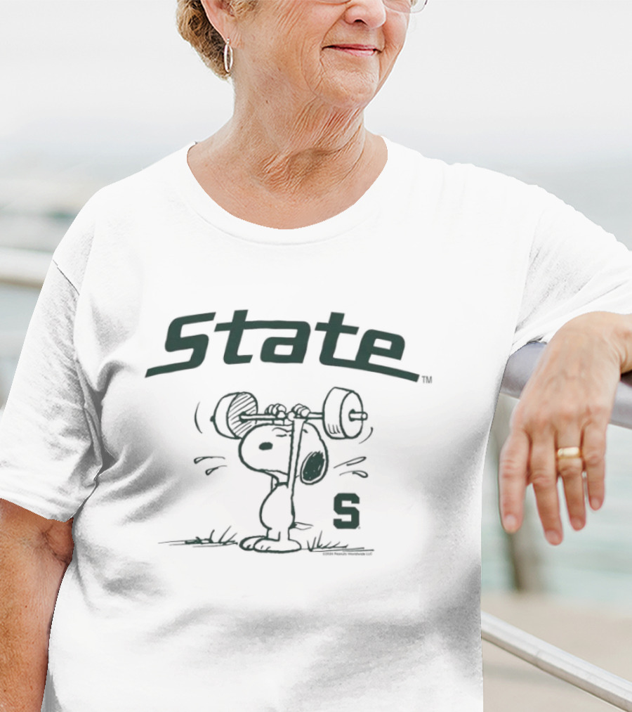 State Peanuts Snoopy Lifting Weights Michigan State Athletics S T-Shirt
