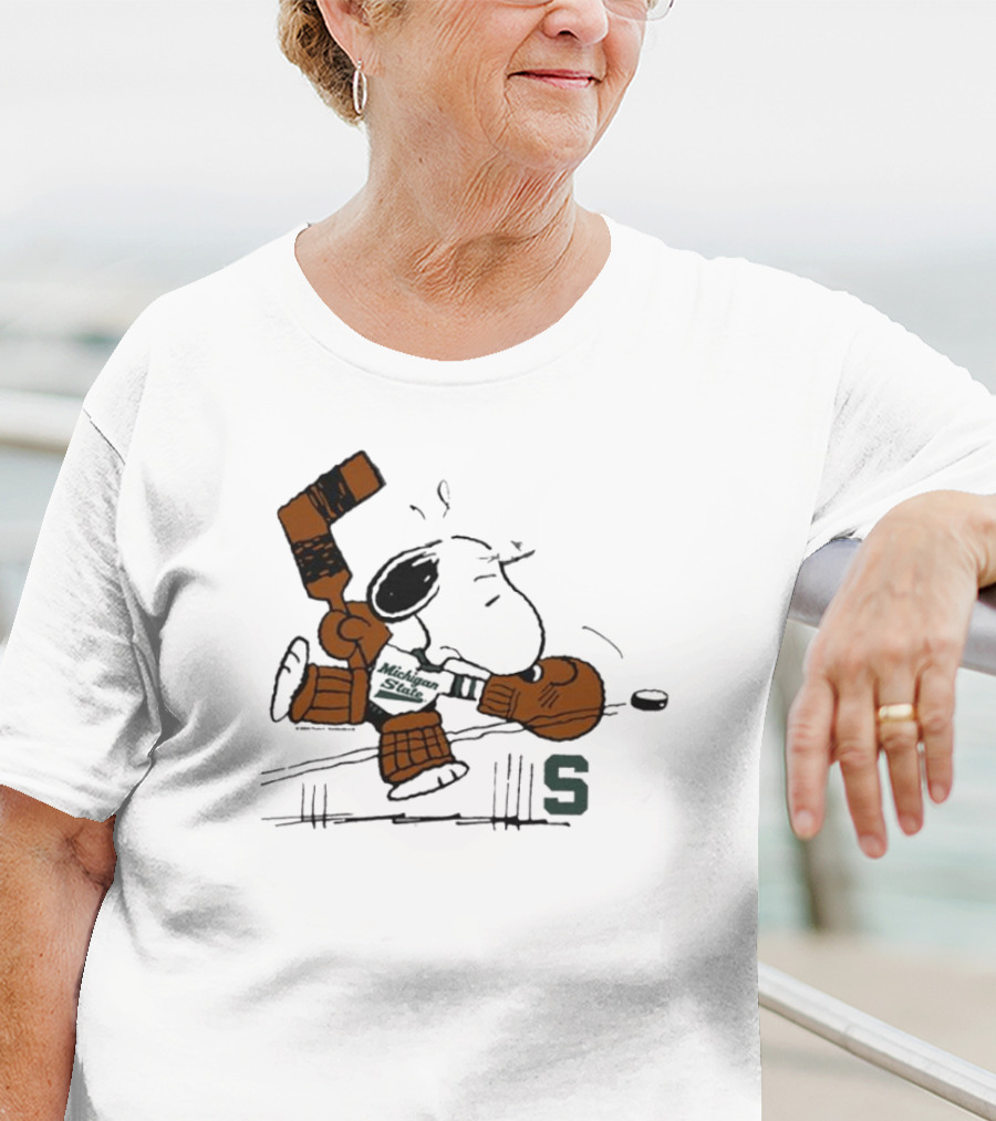 Snoopy Playing Goalie Hockey Peanuts Michigan State S T-Shirt
