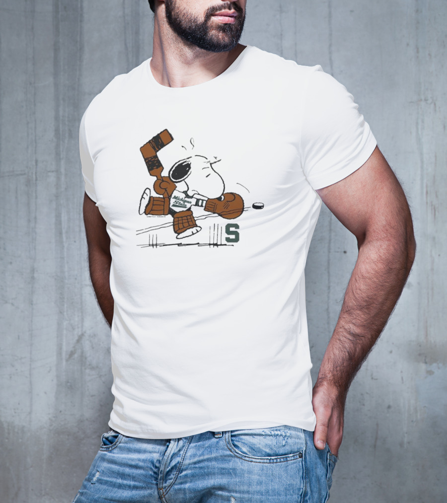 Snoopy Playing Goalie Hockey Peanuts Michigan State S T-Shirt