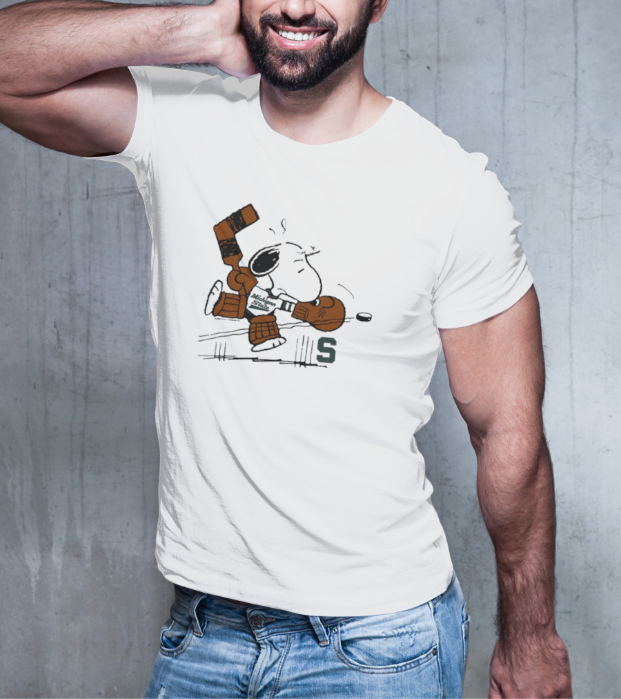 Snoopy Playing Goalie Hockey Peanuts Michigan State S T-Shirt