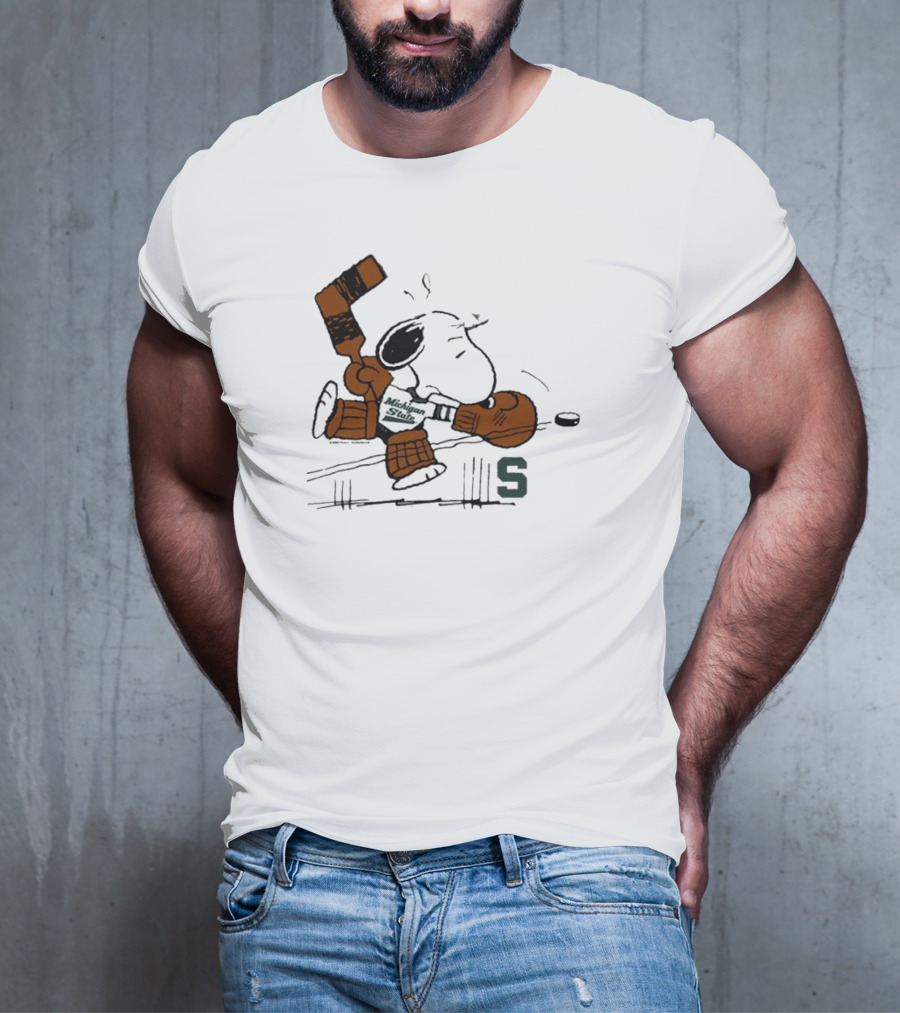 Snoopy Playing Goalie Hockey Peanuts Michigan State S T-Shirt