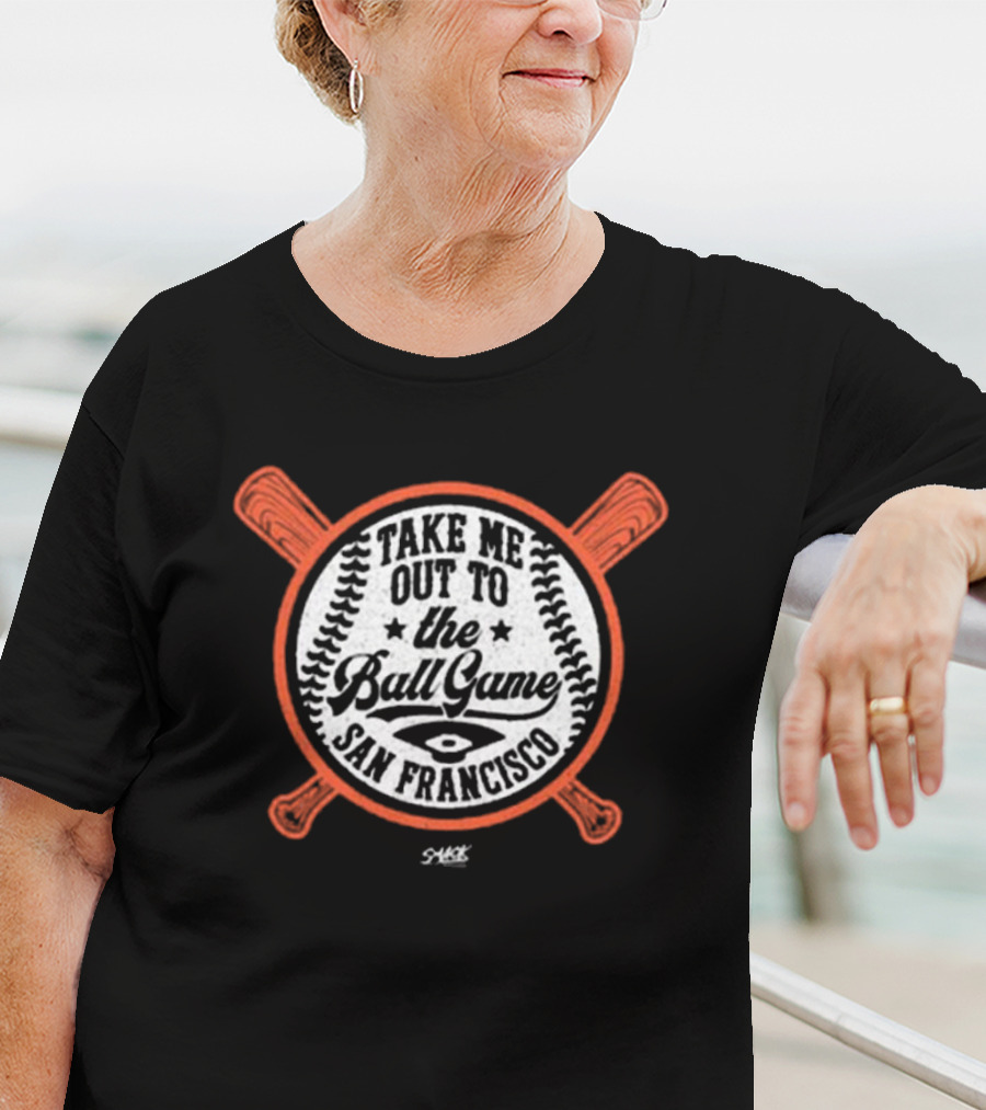 Take Me Out To The Ball Game San Francisco Baseball Crossed Bats T-Shirt