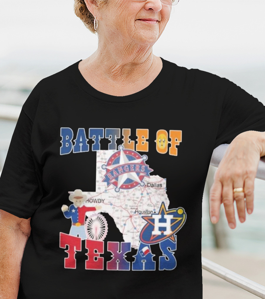 Battle Of Texas Rangers Astros Map T-Shirt