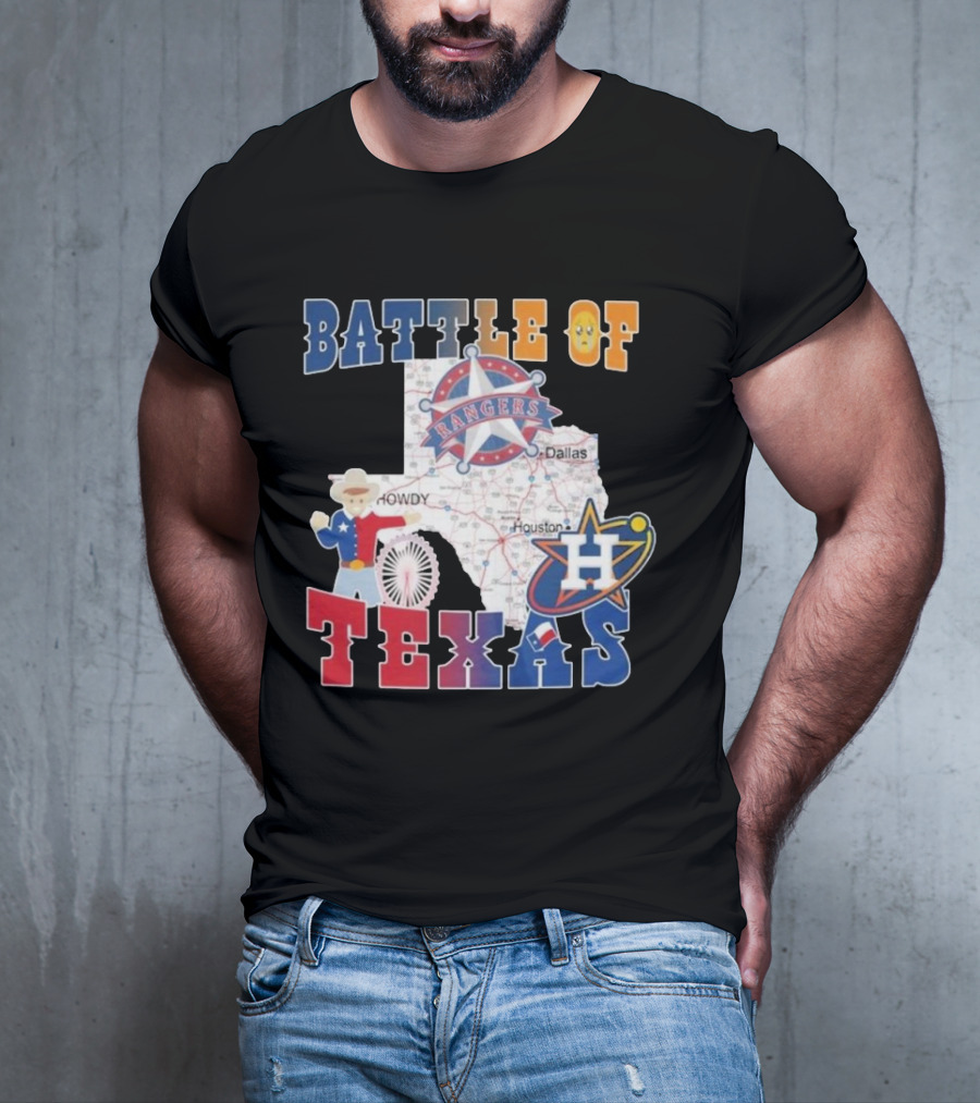 Battle Of Texas Rangers Astros Map T-Shirt