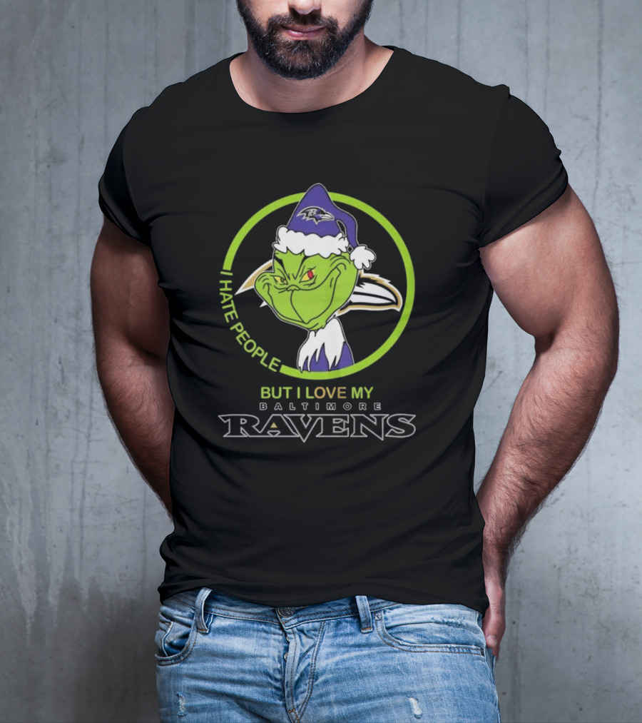 Grinch I Hate People Love My Baltimore Ravens T-Shirt