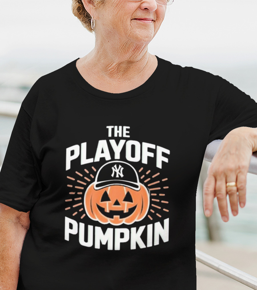 Playoff Pumpkin New York Yankees Jack-O'-Lantern Baseball Cap T-Shirt