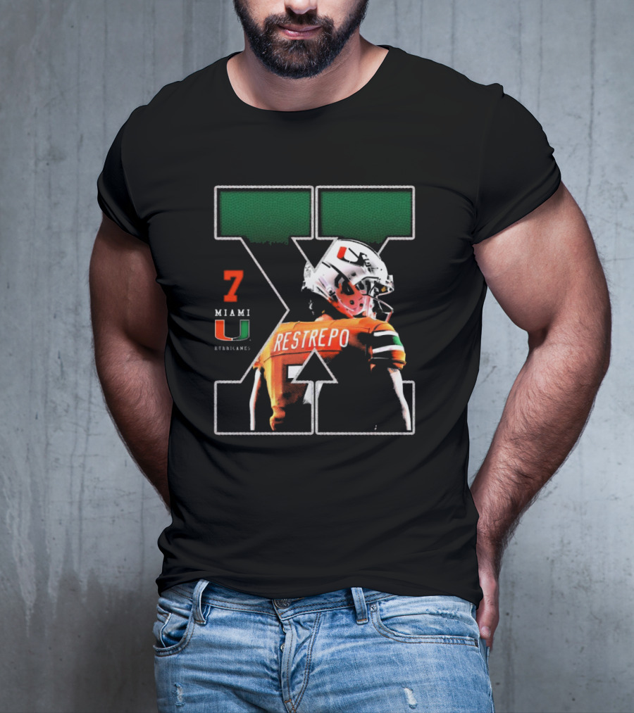 Xavier Restrepo 7 Miami Hurricanes Football Game Day NCAA T-Shirt