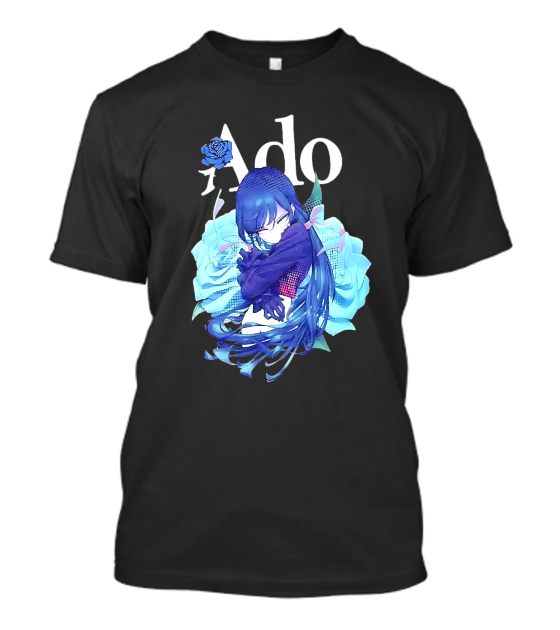 Ado Roses Pose Blue Hair Art Japanese Singer Anime T-Shirt
