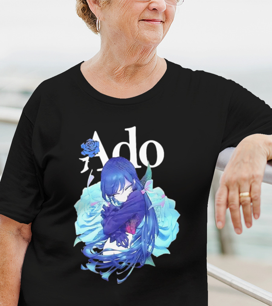 Ado Roses Pose Blue Hair Art Japanese Singer Anime T-Shirt