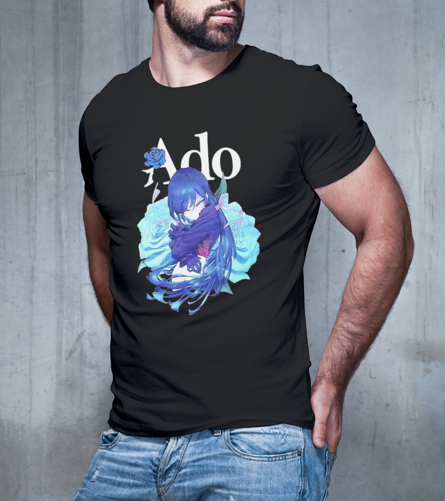 Ado Roses Pose Blue Hair Art Japanese Singer Anime T-Shirt